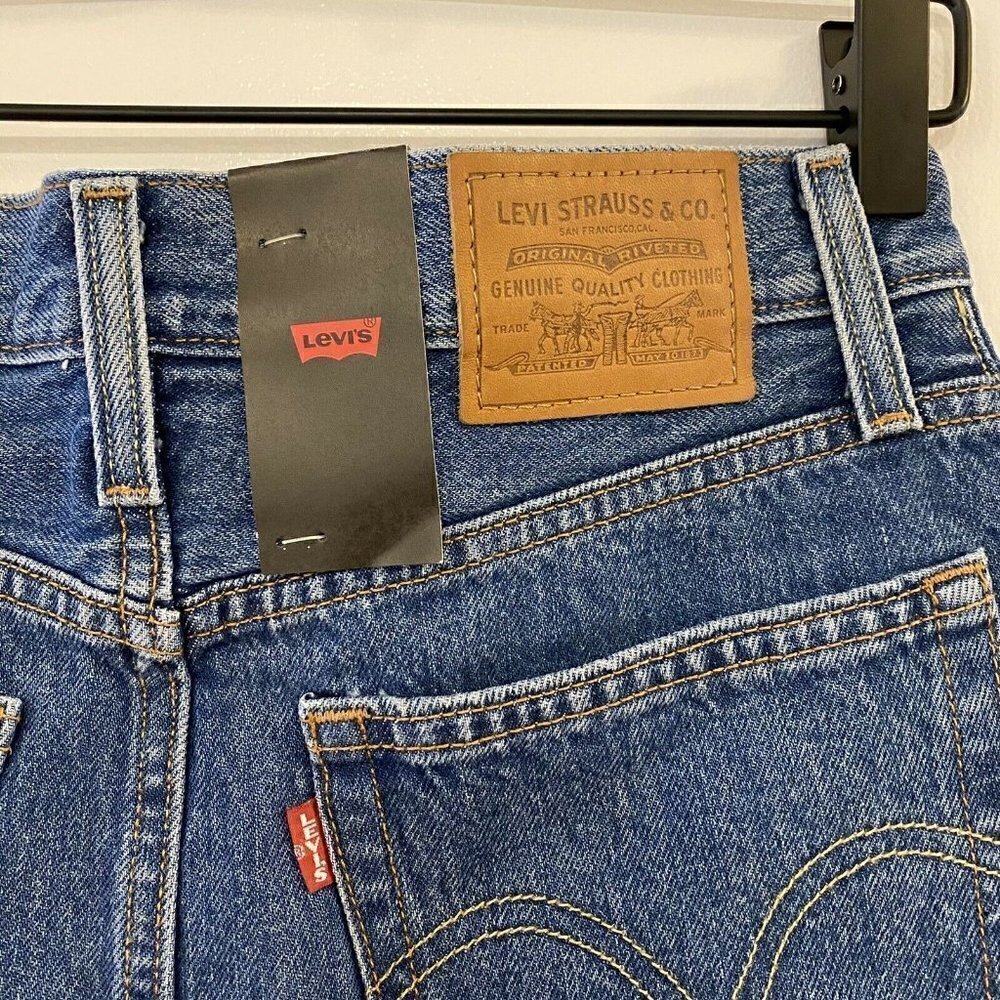NEW Levi's Big E Mini Jean Skirt Button Front Denim 26 - Picture 8 of 11